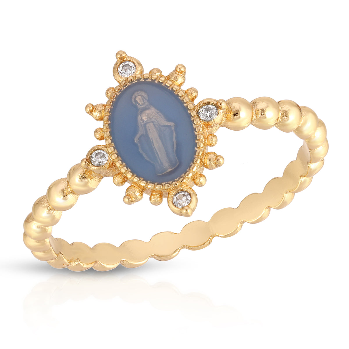 French Blue Lady Lourdes ring on a clean studio background