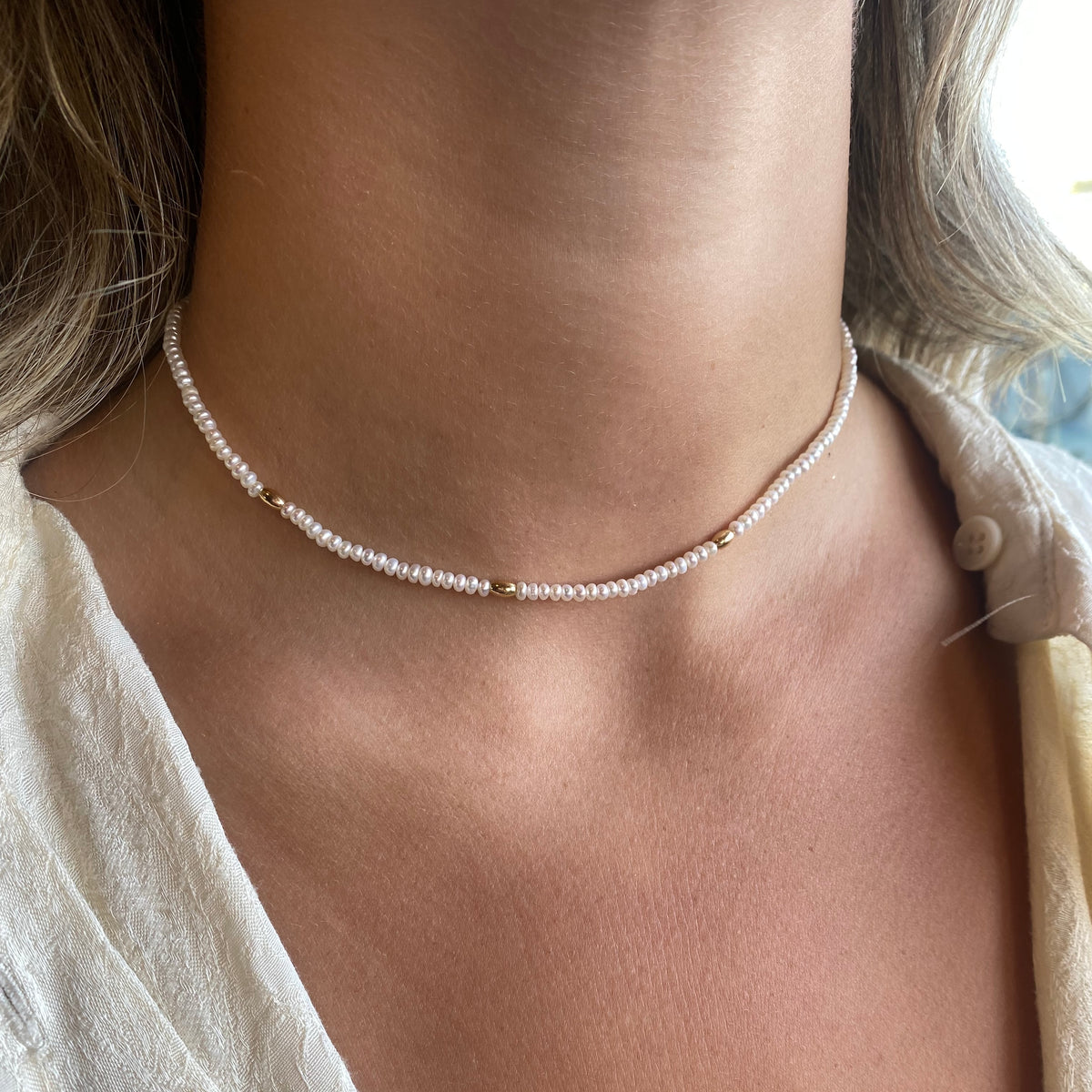 Bali Beaded Pearl Choker
