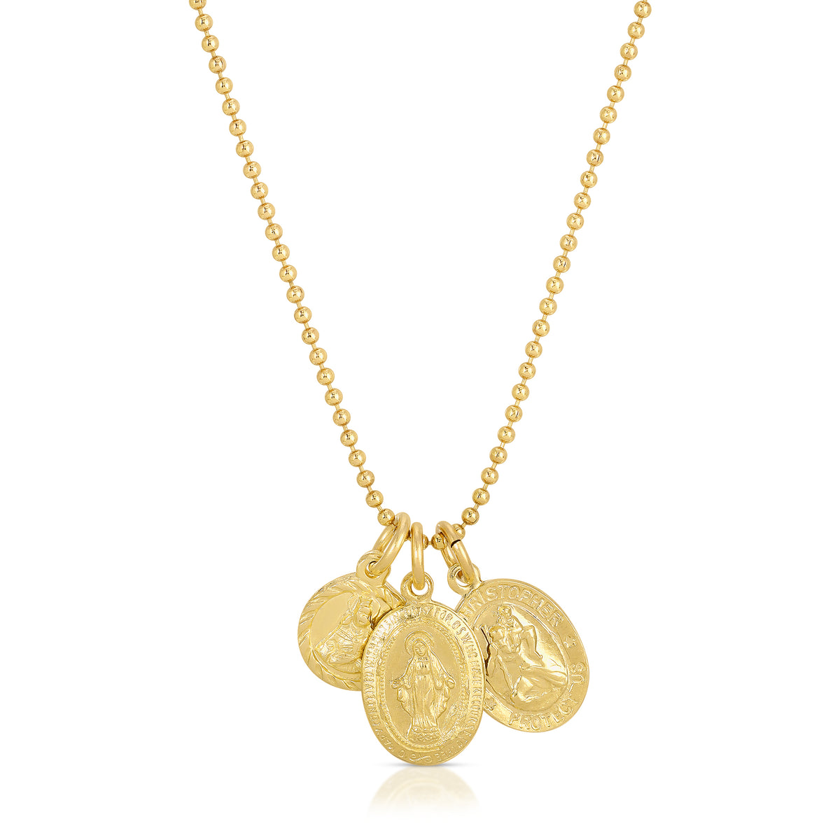 Mini Mary charm on a clean studio background