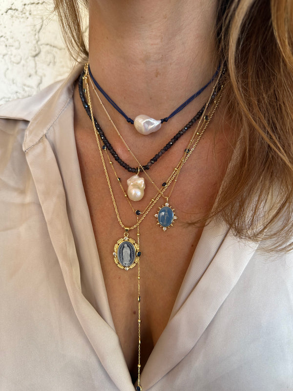 Bezel Gemstone Lariat - Sapphire