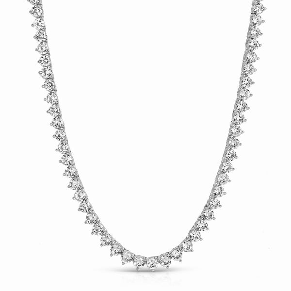 Naples 3 Prong Tennis Necklace In Silver