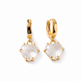 Joy Dravecky Lover Stone Heart Hoops - Moonstone, front product view