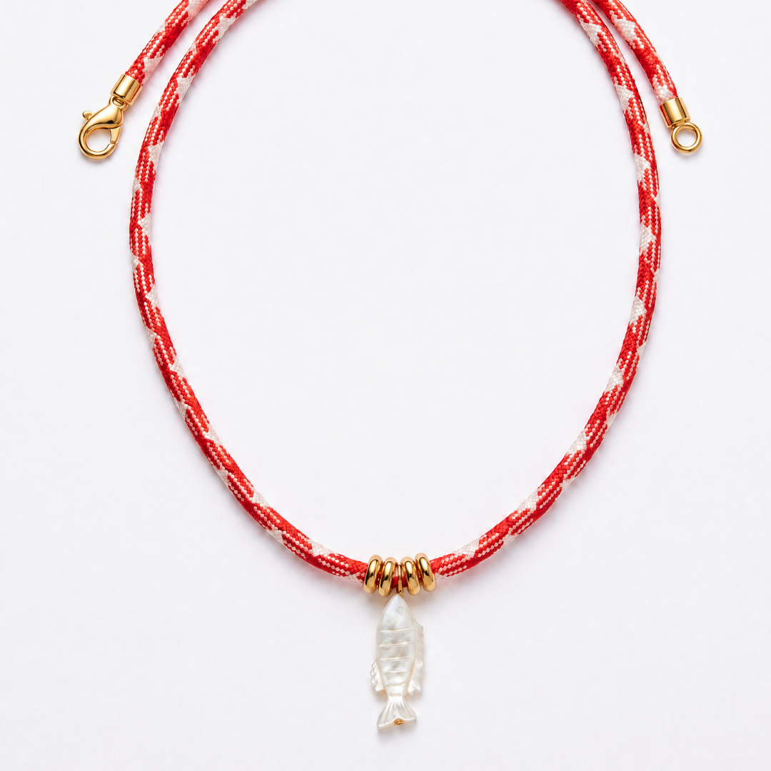 Fisher Corded Necklace - Red Gingham