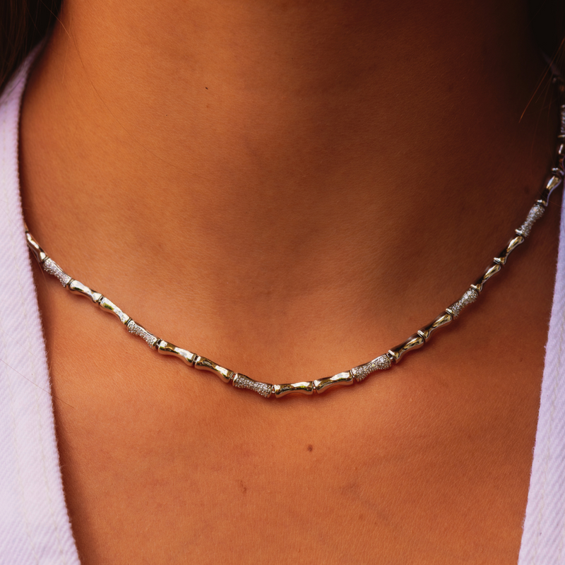 Bamboo Pave Necklace