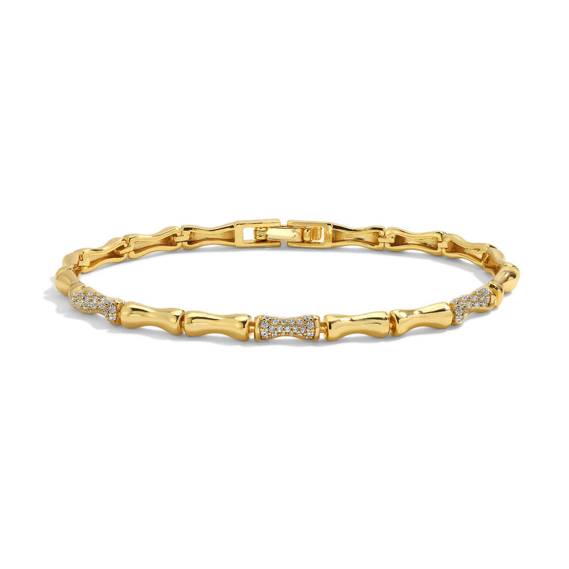 Bamboo Pave Bracelet - Gold