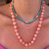 Rainbow Sherbet Gemstone Necklace - Tangerine and Turquoise