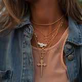 Francesca Cross Necklace - Pearl