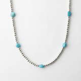 Americana Beaded Necklace - Silver and Sleeping Beauty Turquoise