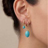 Sleeping Beauty Turquoise drop Huggies- Silver