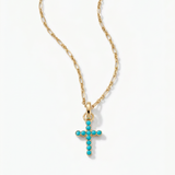 Joy Dravecky Francesca Cross Necklace - Turquoise, front product view