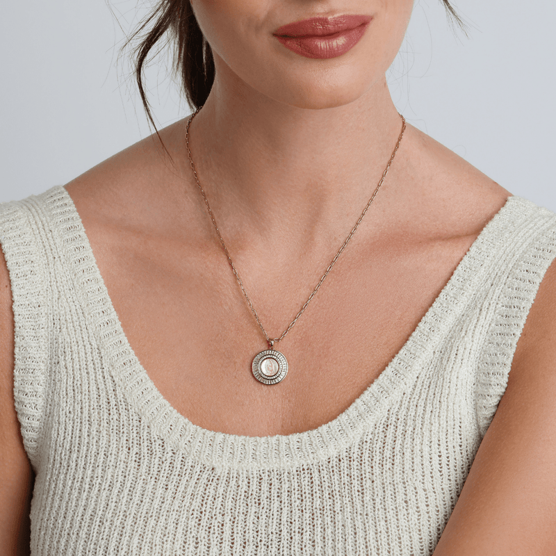 Carved Pink Mother Mary Necklace