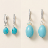 Sleeping Beauty Turquoise drop Huggies- Silver
