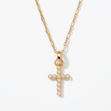 Joy Dravecky Francesca Cross Necklace - Pearl, front product view