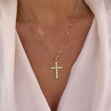 Joy Dravecky Francesca Cross Necklace - Pearl, alternate product view