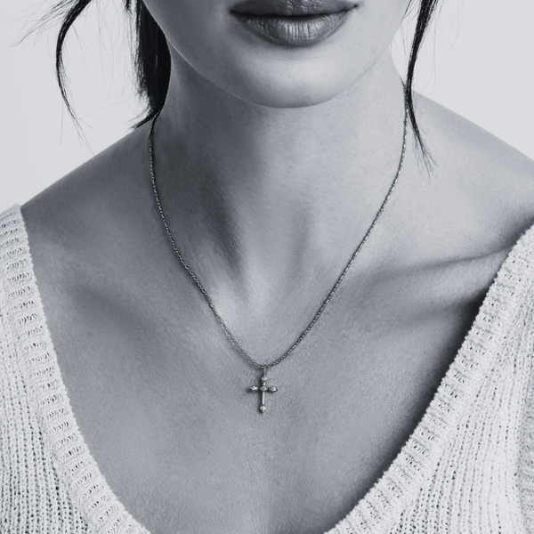 Bezel CZ Cross Necklace