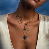 Bezel Stone Cross Necklace - Kyanite