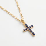 Joy Dravecky Francesca Cross Necklace - Lapis, front product view
