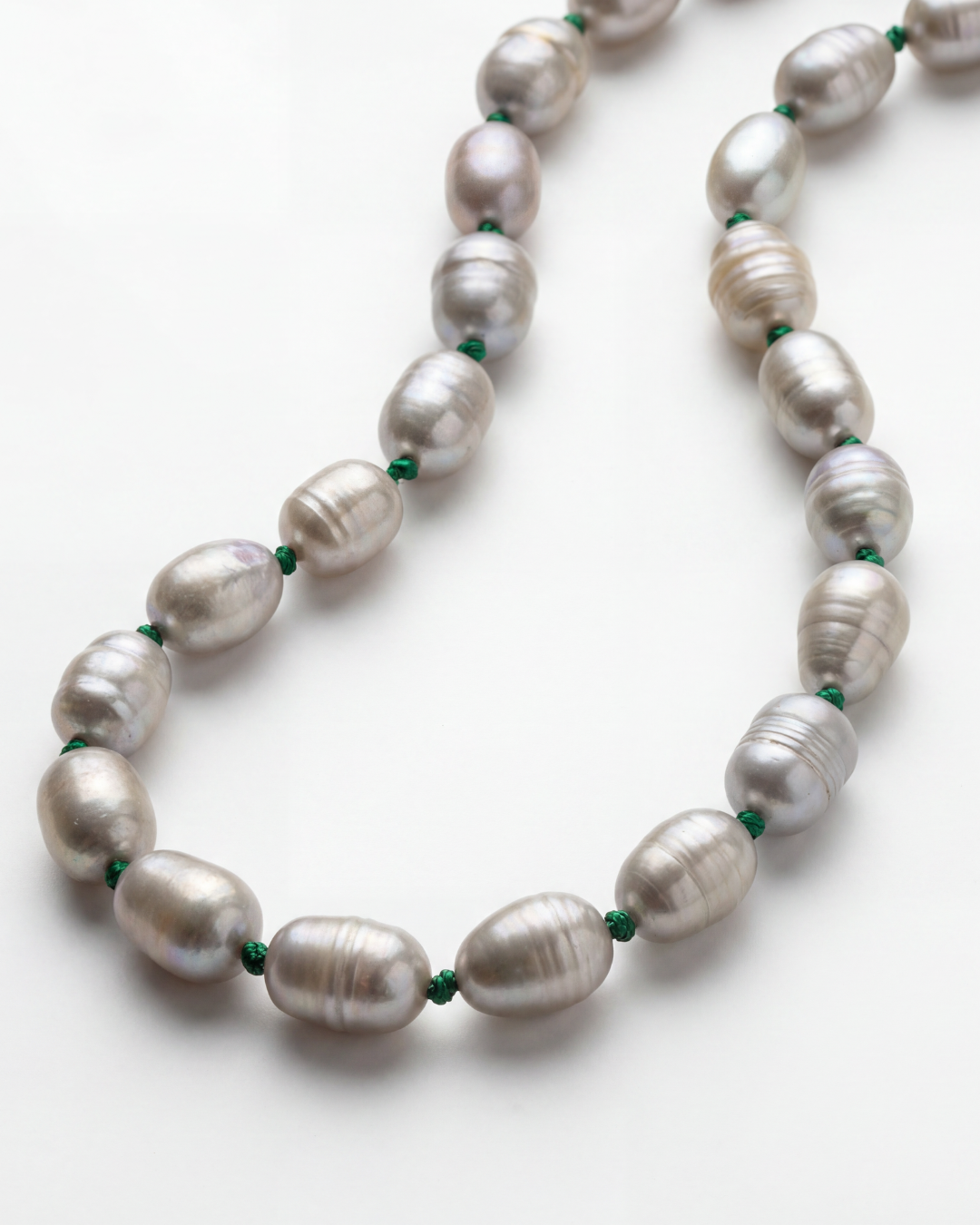 Freshwater Pearl and Emerald Silk Bracelet
