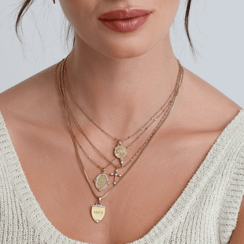 Bezel CZ Gold Cross Necklace