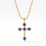 Joy Dravecky Bezel Stone Cross Necklace - Kyanite, front product view