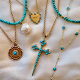 Bezel Gemstone Lariat - Turquoise