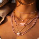 Joy Dravecky Lover Heart Charm Necklace - Pink Shell, lifestyle styling image