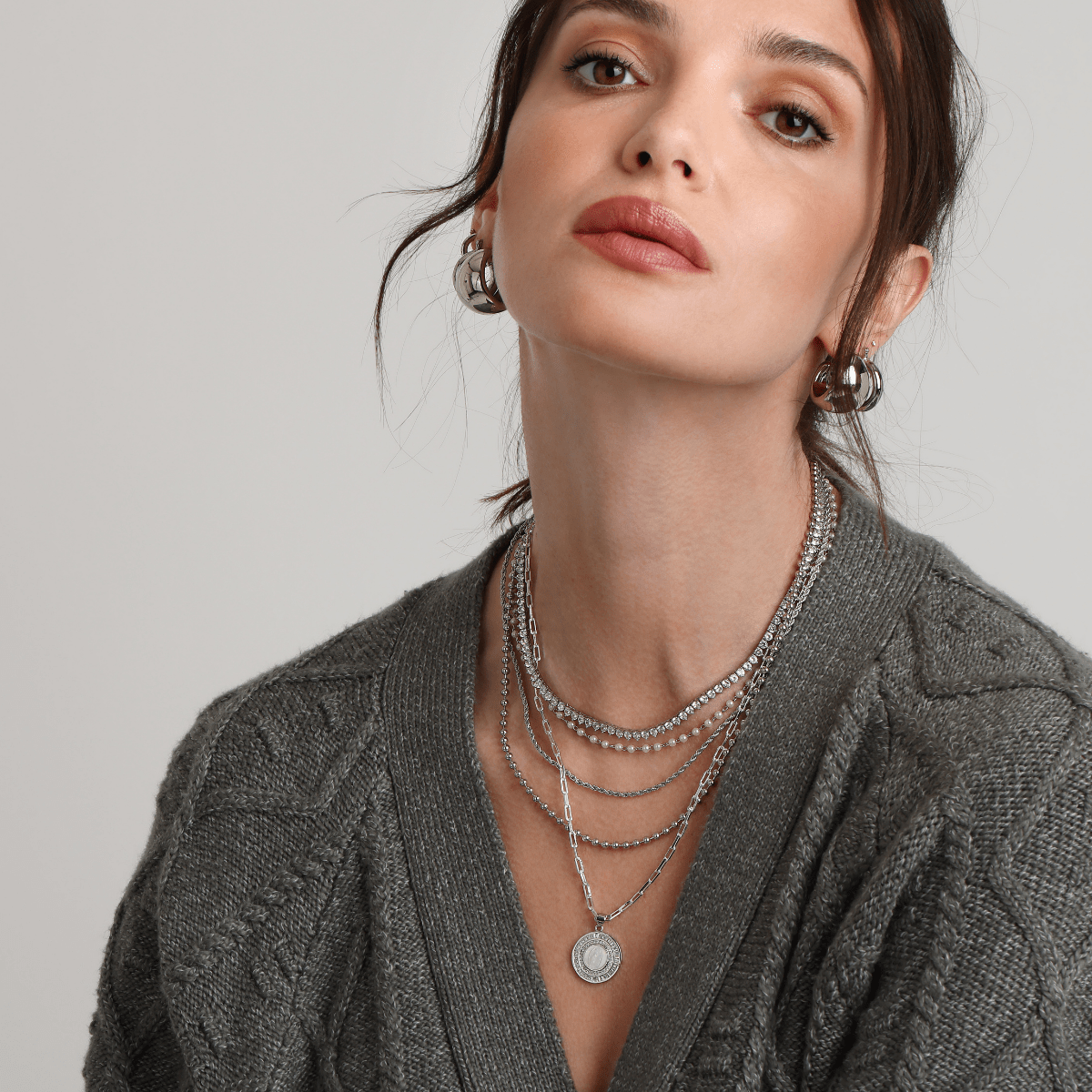 Naples 3 Prong Silver Tennis Necklace