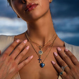 Bezel Stone Cross Necklace - Kyanite