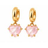 Lover Stone Heart Hoops - Pink Shell