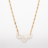 Solara Thunderbird Necklace in pearl on a gold-filled chain