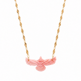 Solara Thunderbird Necklace in pink conch on a gold-filled chain