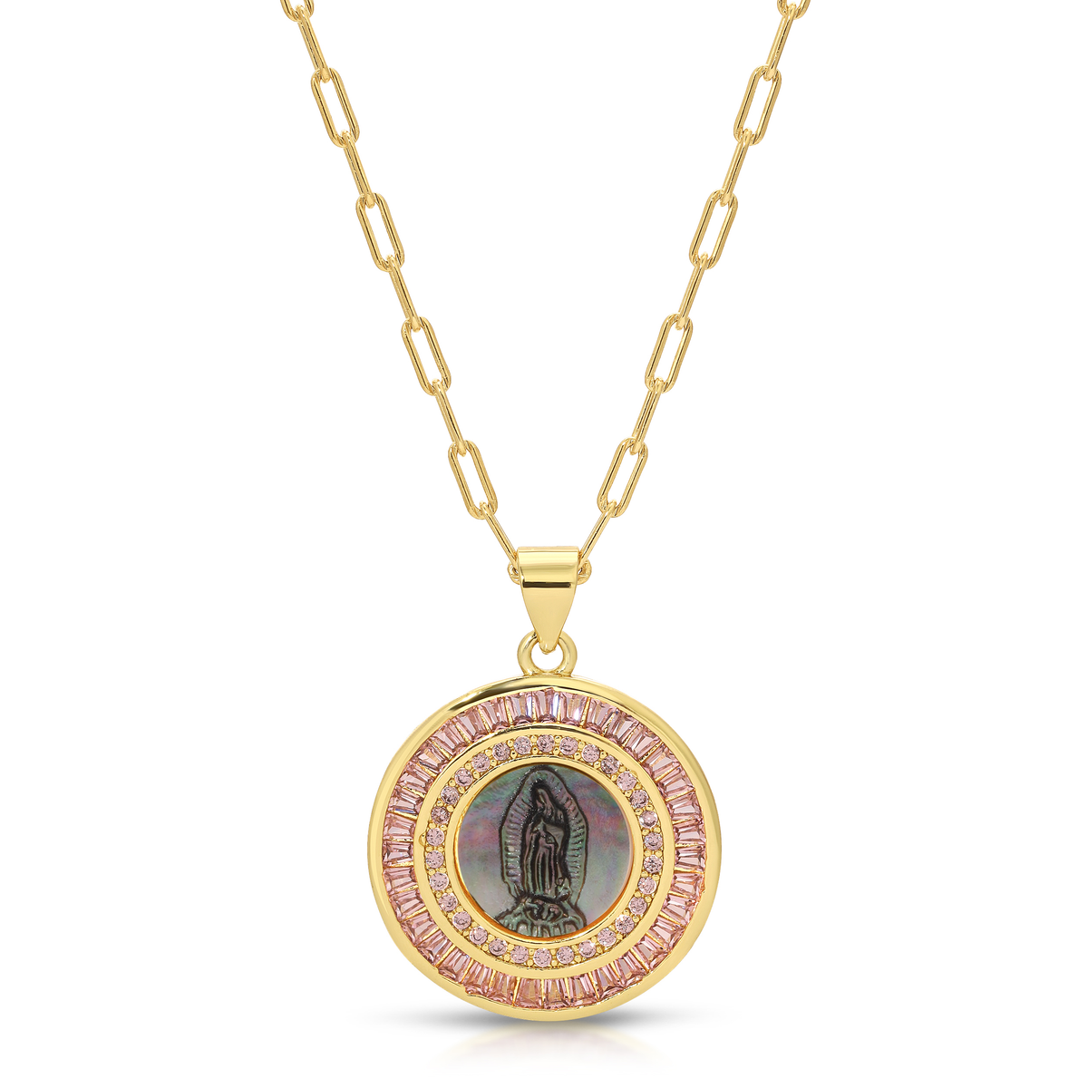 Mother Mary Necklace - Black Pearl