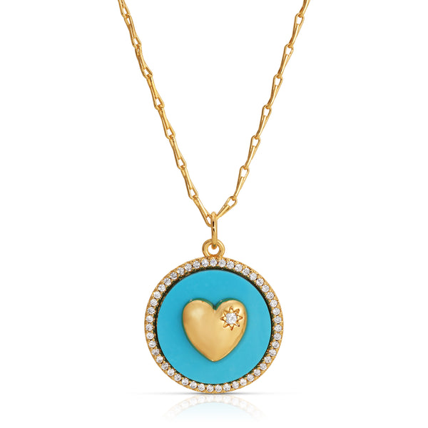Lover Stone Inlay Necklace - Turquoise
