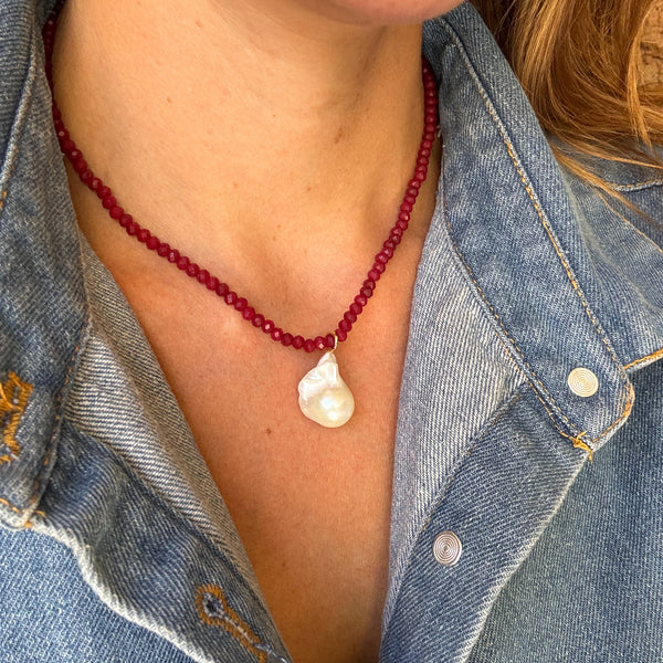Treasured Pearl Necklace - Ruby