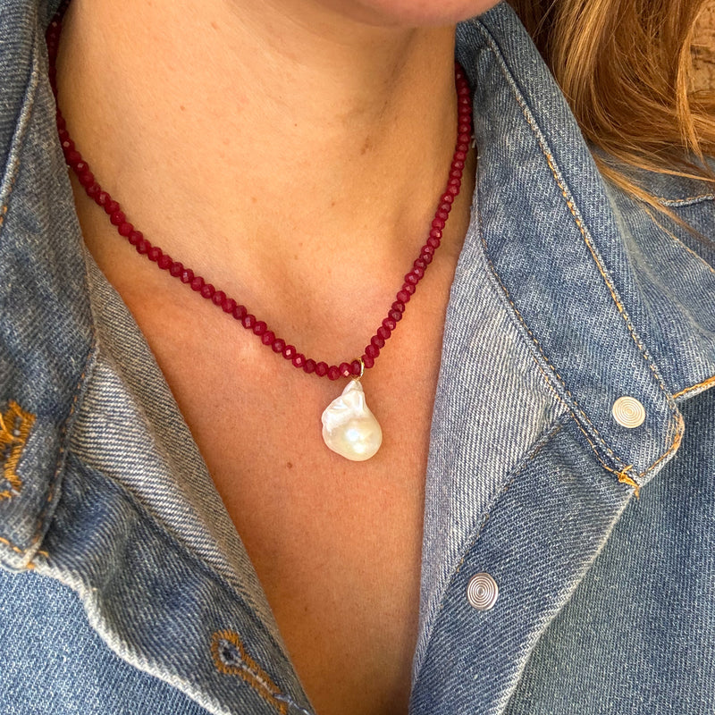 Treasured Pearl Necklace - Ruby
