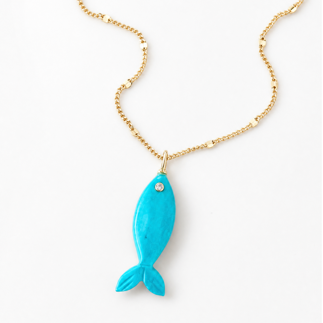 Catch of the Day Fish Necklace - Turquoise