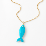 Catch of the Day Fish Necklace - Turquoise