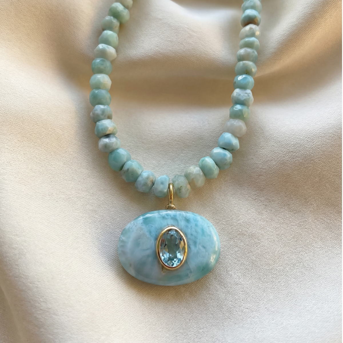 Larimar and Aquamarine Beaded Necklace