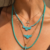 Solara Thunderbird Necklace in turquoise on a gold-filled chain