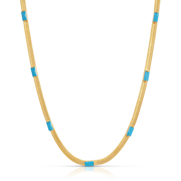 Black Friday Exclusive - LUXE HERRINGBONE NECKLACE - TURQUOISE
