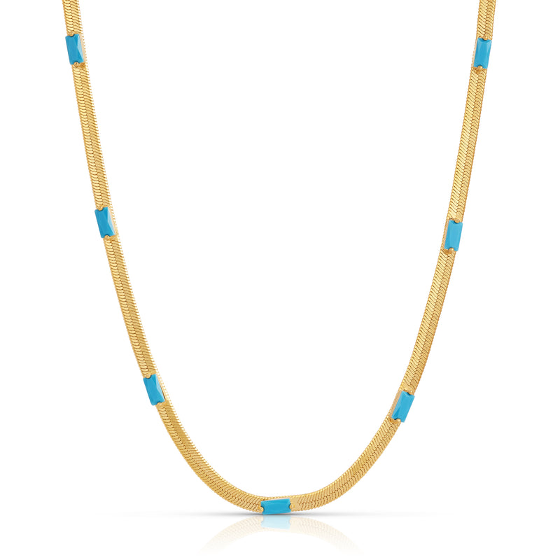 Black Friday Exclusive - LUXE HERRINGBONE NECKLACE - TURQUOISE