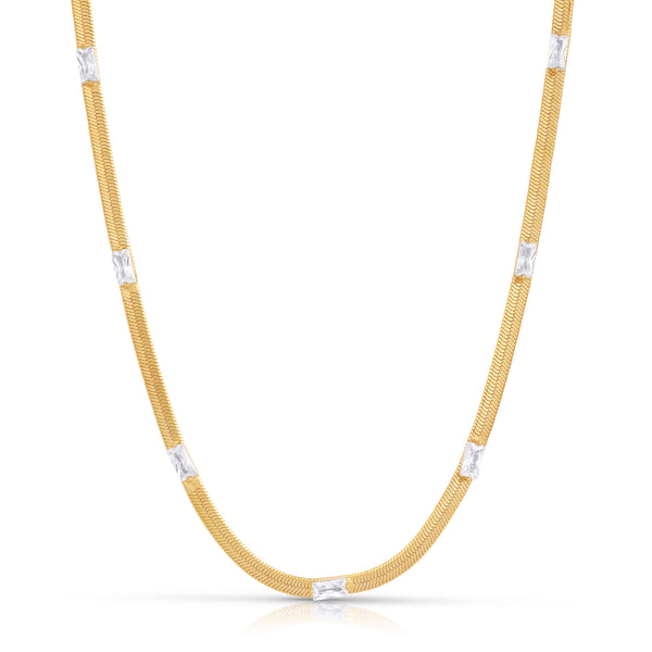 LUXE HERRINGBONE NECKLACE - white