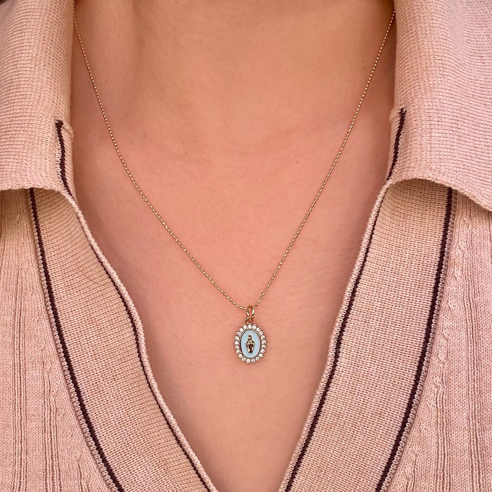 Mini Lady Lourdes Necklace - Aqua – Joy Dravecky