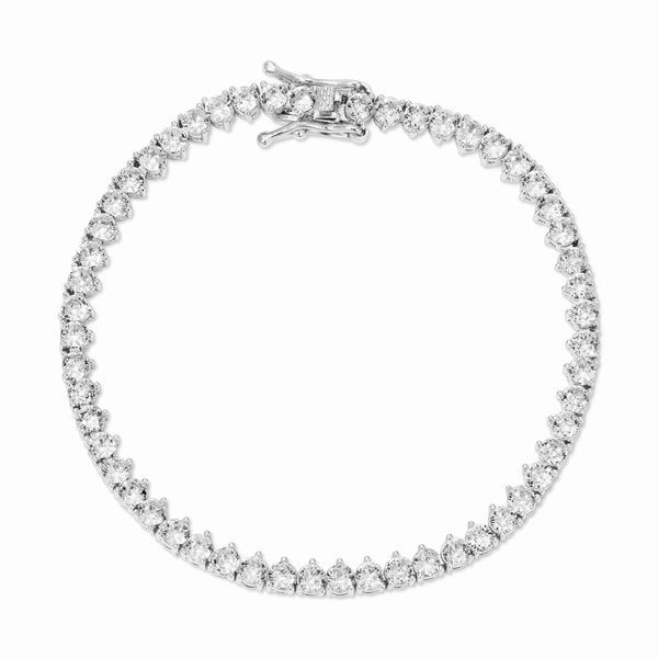 Naples 3 Prong Tennis Bracelet in Silver