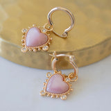 Heavenly Heart Hoops - Pink Shell