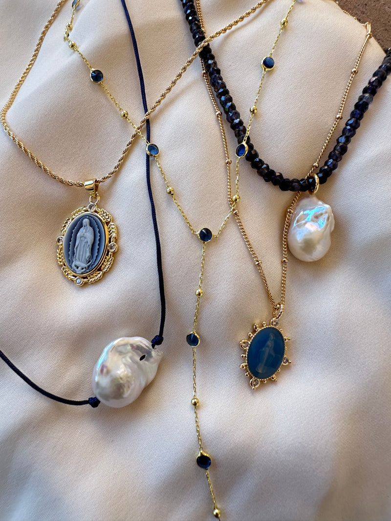Bezel Gemstone Lariat - Sapphire