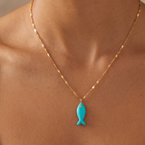 Catch of the Day Fish Necklace - Turquoise
