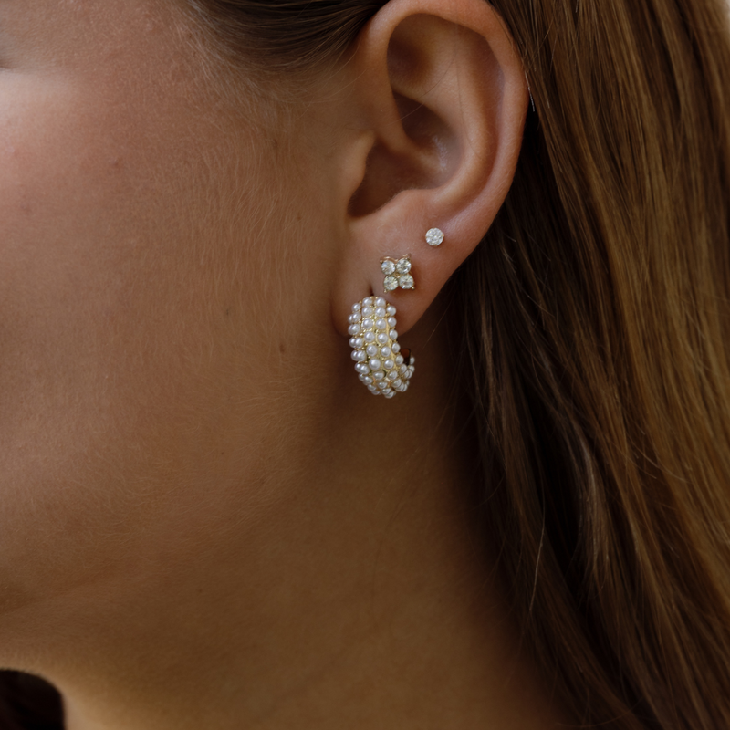 Studded Pearl Hoop - Pearl