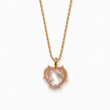Joy Dravecky Lover Heart Charm Necklace - Pink Shell, front product view