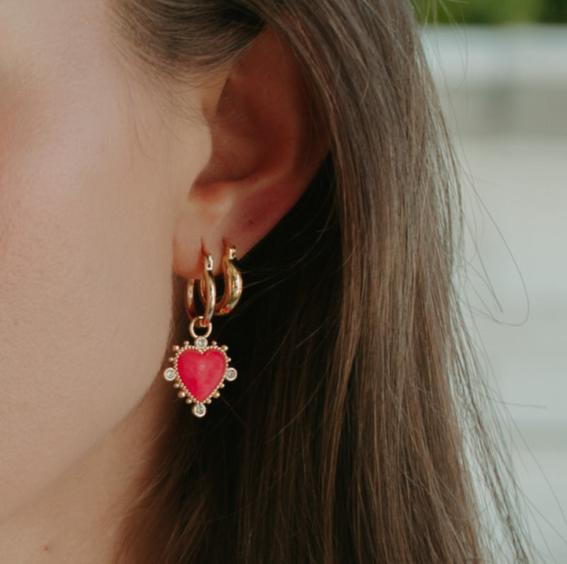 Heavenly Heart Earrings - Hot Pink